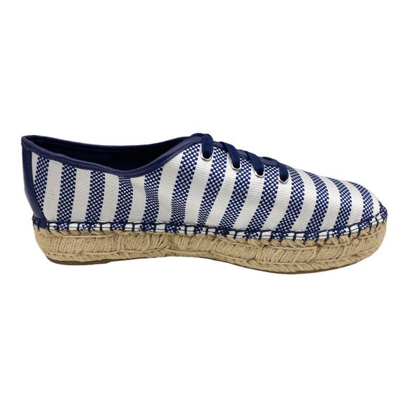 Nine West  Lace Up Espadrille Platform Sneakers 9.5 Blue & White Gingerbread - Picture 5 of 12